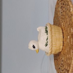 Duck on a Basket trinket box jewelry dish